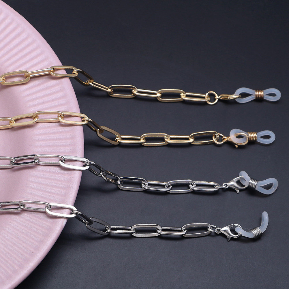 Mask Chain Holder - Gold Paperclip Link Mask Lanyard Chain